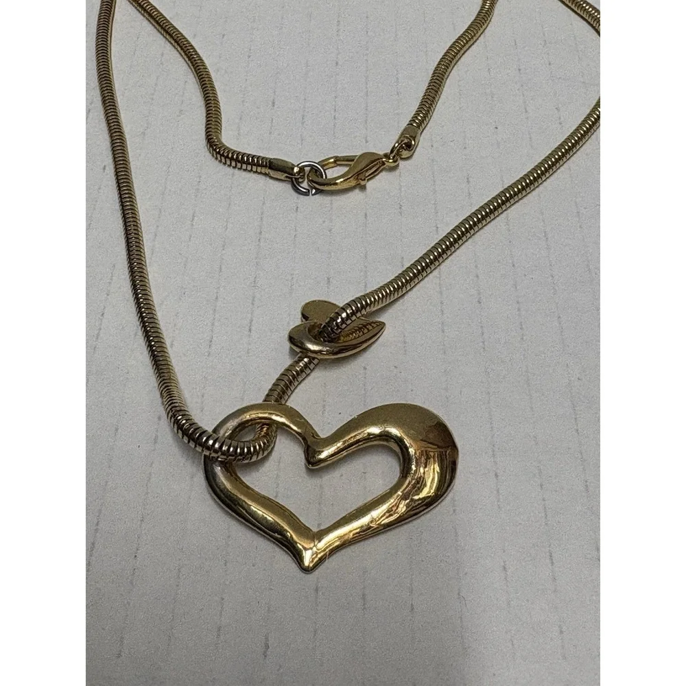 Necklace Gold Tone‎ Heart pendant shiny fashion jewerly